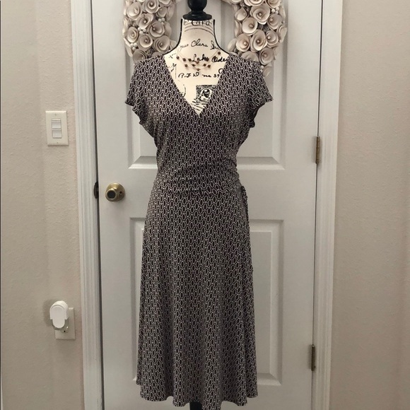 Dresses & Skirts - Brown & White faux wrap a line dress